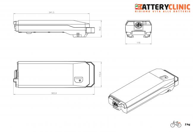 Batteria Compatibile 36V 10Ah BOSCH POWERPACK 360Wh Portapacchi